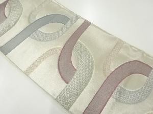 リサイクル　幾何学に古典柄模様織出し袋帯